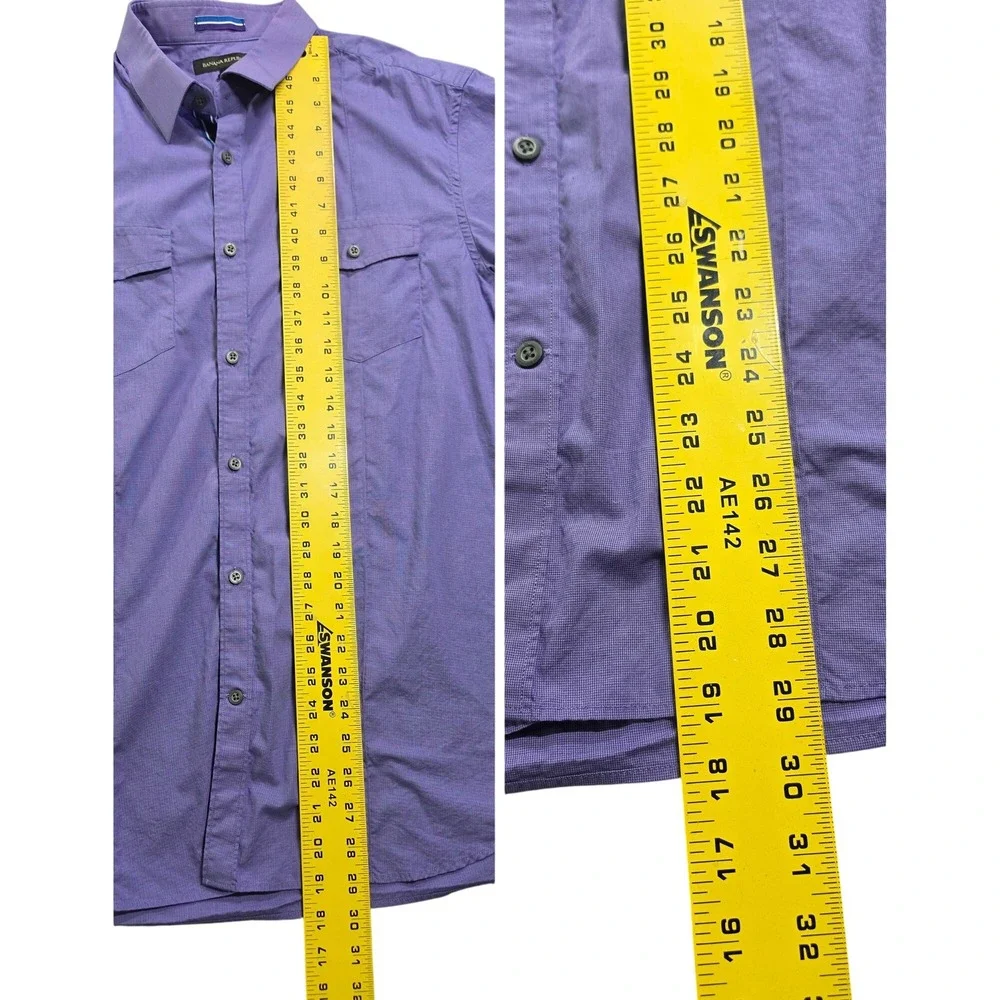 Business Casual Cotton Button Shirt Purple Men's Large‎ Banana Republic
